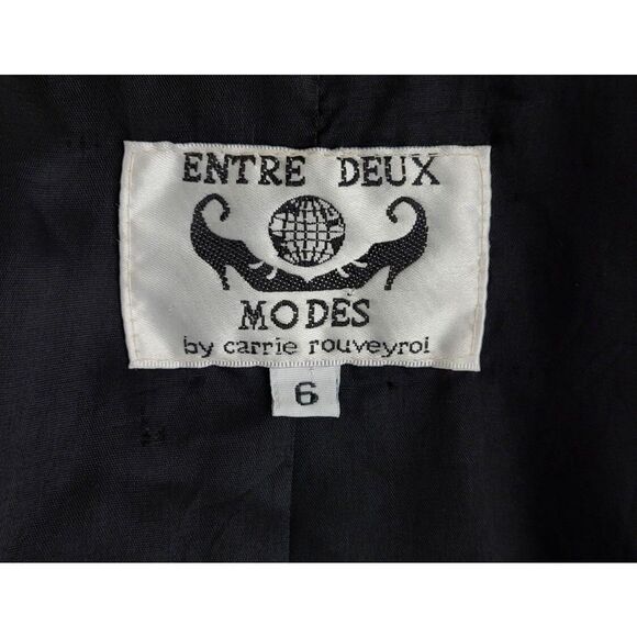 Vintage 90s Entre Deux Gothic Punk Black Worsted Wool Button-Down Blazer Jacket - Picture 9 of 9